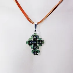 Pendant 45cm - Rusalka-Brown Suede - Pendant 45cm - Laiton argenté